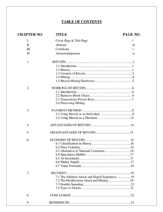 Bitcoin Final Year Seminar Report - 